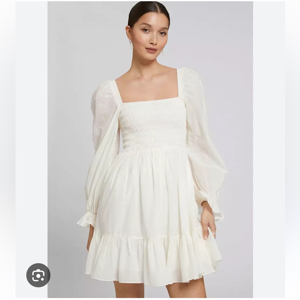 & other stories cotton smocked mini dress